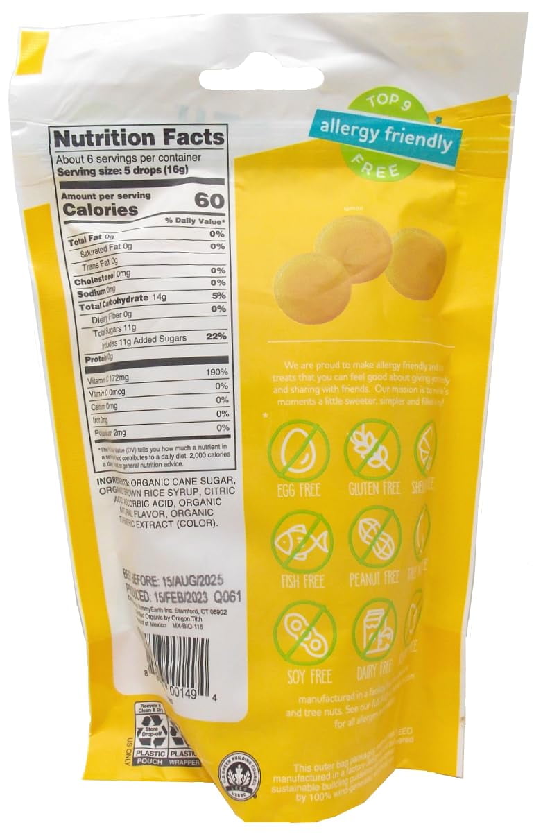 Hard Candy Organic Drops 2 Flavor Variety (1) each: Cheeky Lemon, Assorted Flavors + MerlinsMart Zine | YumEarth