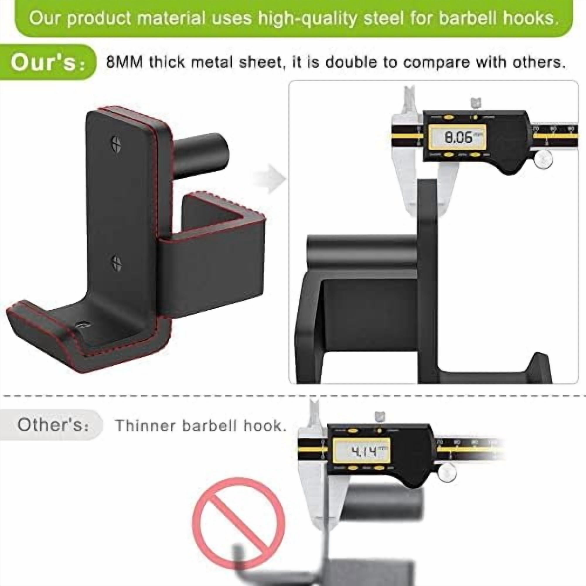 Voylla Solid Steel J Hooks for 2" x 2" or 3" x 3" Tube Power Cage with 1" 1/2" or 5/8" Hole Squat Rack Attachment, J-Hook Barbell Holder for Power Rack, Set of 2