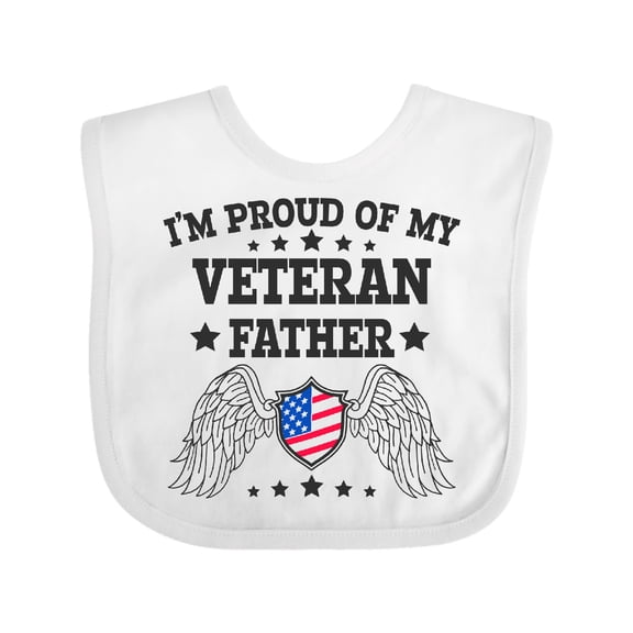 Inktastic I'm Proud of My Veteran Father with Shield Boys or Girls Baby Bib