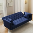 thumbnail image 3 of Tcbosik 71" Convertible Velvet Sofa Bed, Couch with Adjustable Backrest, Modern Loveseat Sleeper for Home Office, Living Room, Blue, 3 of 7
