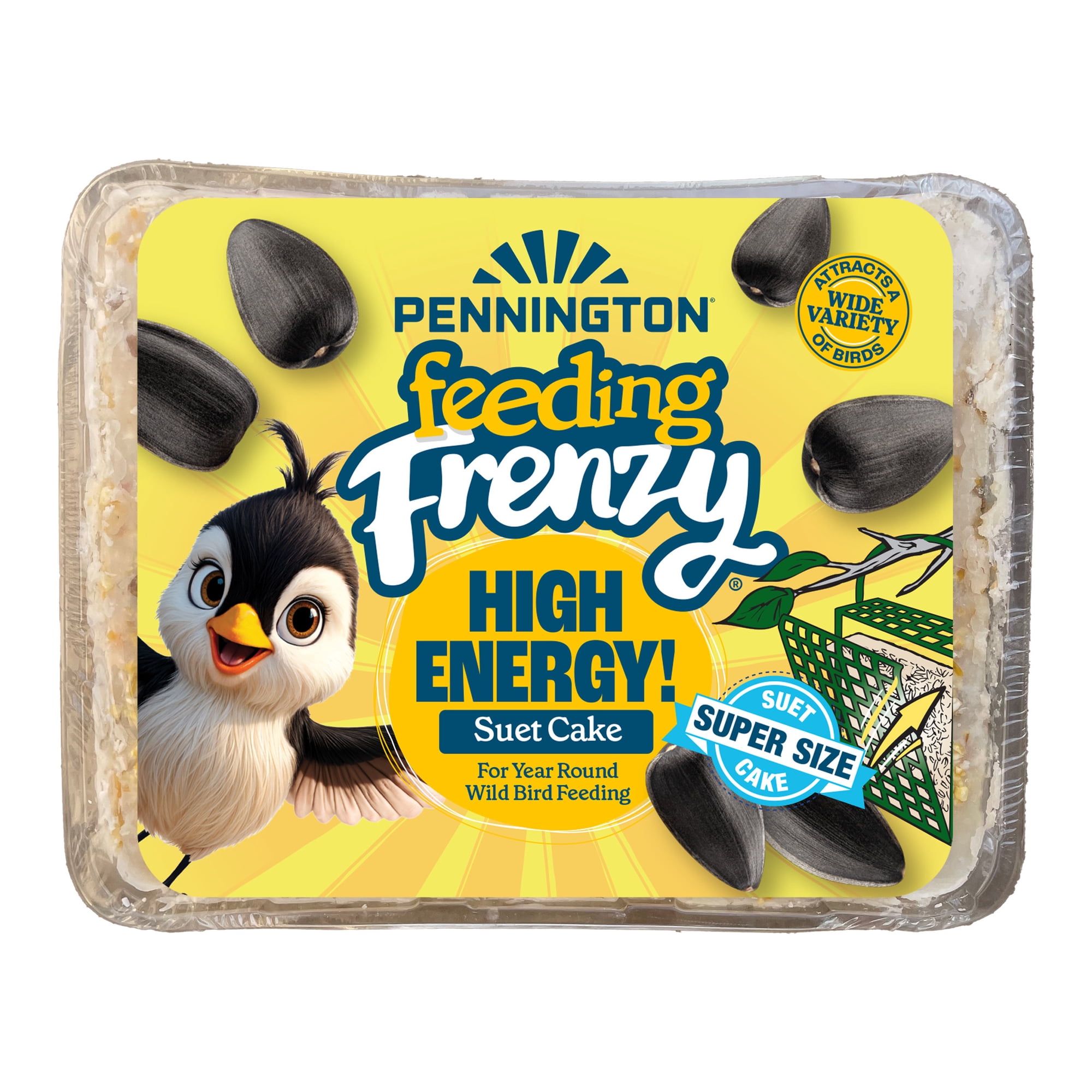 Pennington Feeding Frenzy High Energy Suet Super-Sized Cake, Wild Bird Food, 56 oz., 1 Pack, Fresh