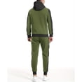thumbnail image 6 of AWARDER Men's Winter 2-Piece Tracksuit, Colorblock Long Sleeve Zipper Hoodie and Jogger Sweatpants, Warm Fleece Casual Set For Cold Weather Lounging,Army Green,L, 6 of 7