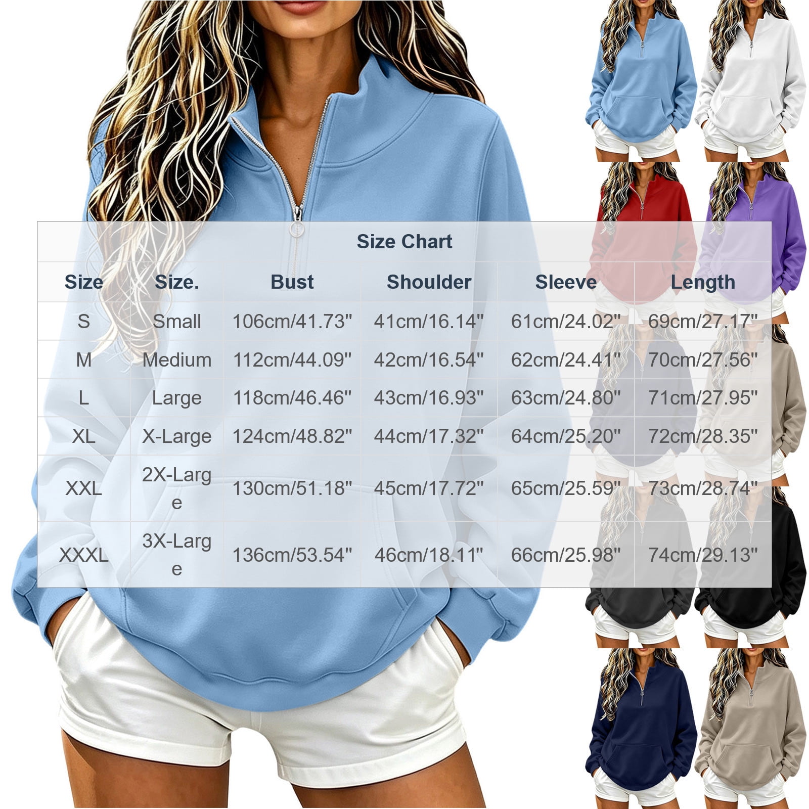Fznquz Half Quarter Zip Sweatshirt for Women 2026 Winter Pullover