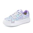 thumbnail image 2 of ZHOGXU Toddler Kids Girls Sneakers Non Slip Flat Sole Soft Sole Sequins Lightweight Breathable Sports Shoes For Casual Daily Wear,Blue,10-10.5 Years, 2 of 8