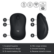 Logitech M185 Wireless Mouse, 2.4GHz with USB Mini Receiver, 12-Month Battery Life, 1000 DPI Optical Tracking, Ambidextrous PC/Mac/Laptop