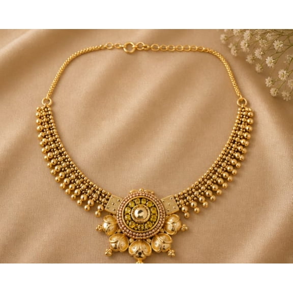RIVORAH Antique Pearl Drop Choker Necklace