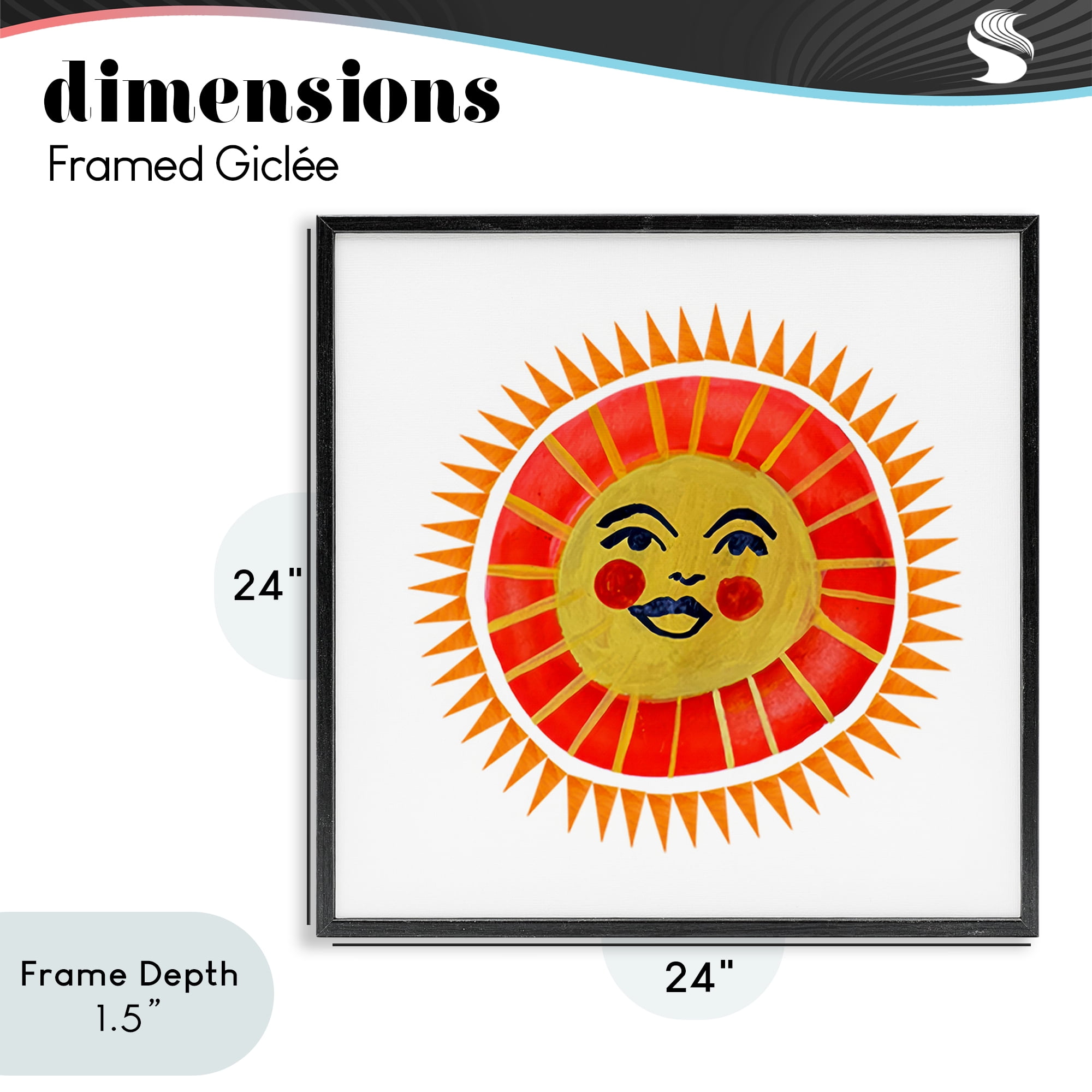 Stupell Industries Cheerful Boho Sun Black Framed Giclee Art, design by Katherine Herrell Studio