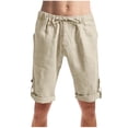 thumbnail image 2 of pstuiky Hombres bajos, Pantalones cortos transpirables de verano para hombre, de color liso, con bolsillos plisados, cintura elástica y botones. Pantalones cortos para correr para hombre, 2 of 6