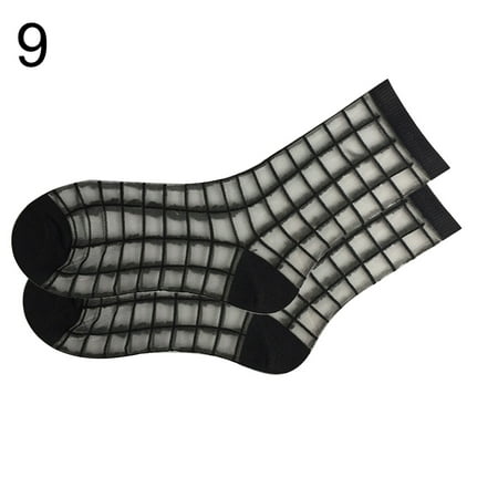 

harmtty Striped Socks Heart Dots Bow Women Summer Ultra Thin Transparent Over Ankle Socks