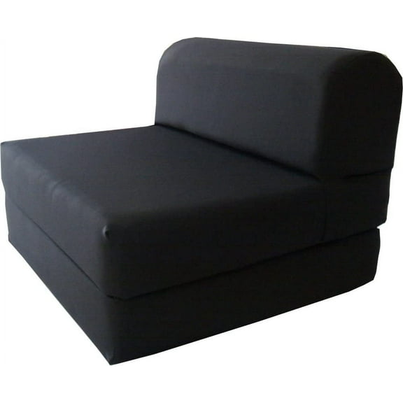 Black Sleeper Chair Folding Foam Bed, Portable Studio Guest Beds 70 IN Long x 36 IN Wide x 6 IN Thick