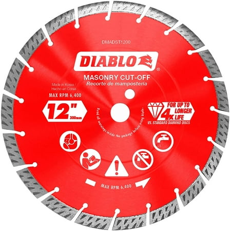 UPC: 0008925155096 | Diablo DMADST1200 12 in. Diamond Segmented Turbo Cut-Off Discs for Masonry