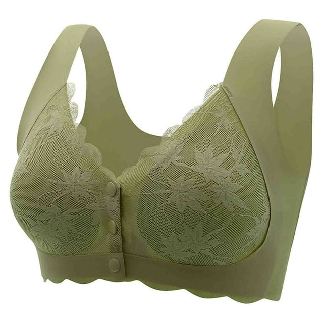ameIAEA Front Closure Bras for Women Push Up Button Bra Full Coverage Wireless Everyday Bra