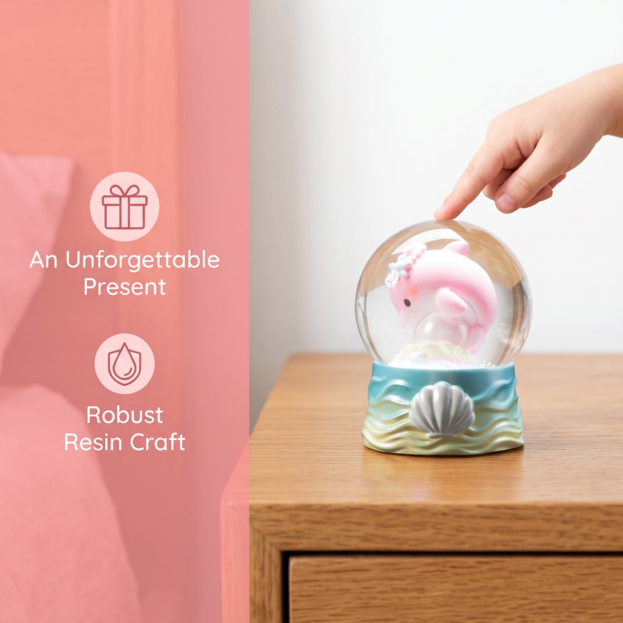 Unique Bargains Cartoon Light Up Crystal Ball Mini Resin Figurine Snow Globe Blue Green