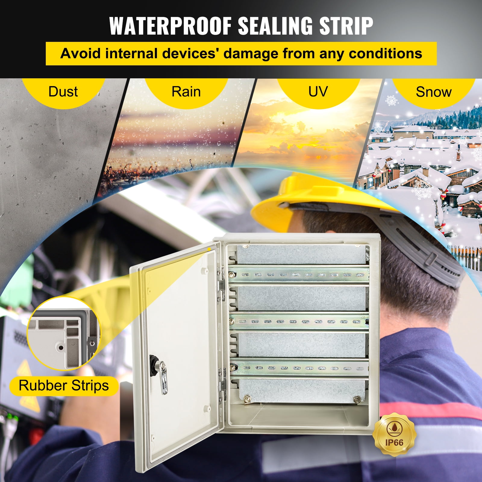 KFFKFF NEMA Metal Housing, 12x10x6'' NEMA 4X Fiberglass Electrical Box, IP66 Resistant to Water & Dust, Appropriate for Exterior & Interior Use, Comes with Installation Plate (30x25x14 cm)