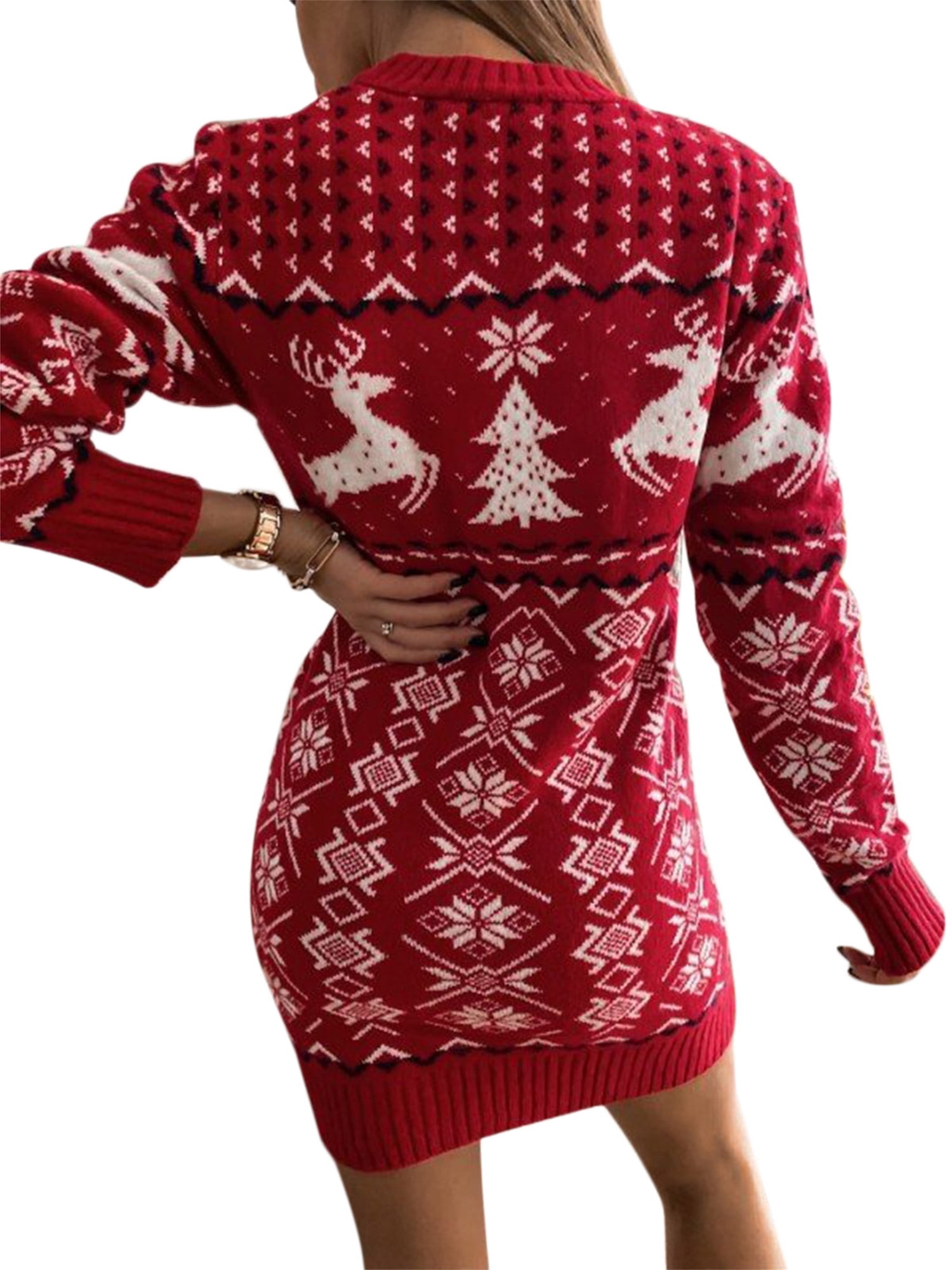 Christmas Sweater Dress for Women Winter Autumn Long Sleeve O-neck Knitted  Pullover Mini Dress - Walmart Business Supplies