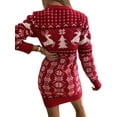 thumbnail image 6 of Cathery Women Christmas Jacquard Knit Dress Cute Christmas Oversized Sweater Dress Loose Pullover Holiday Sweater, 6 of 7