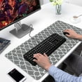 thumbnail image 2 of Long Mouse Pads for Desk,Gray Geometric Quatrefoil Pattern Desk Mats on Top Of Desks, Desk Mouse Pad Extra Large with 3mm Non-Slip Base and Stitched Edge for Gaming,Office,Work,Home 31.5"x15.7", 2 of 6
