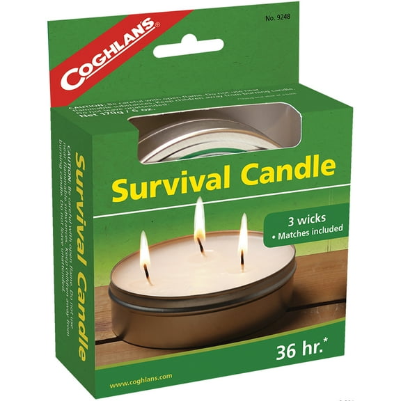 Coghlan's Emergency 3-Wick Candle with Matches, Unscented, White