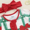 thumbnail image 5 of RUINIXCW Newborn Baby Girl Christmas Outfit Infant Girls Fall Winter Clothes Xmas Footed Romper Bow Print Long Sleeve Zip Up Footie Jumpsuit Headband, 5 of 9