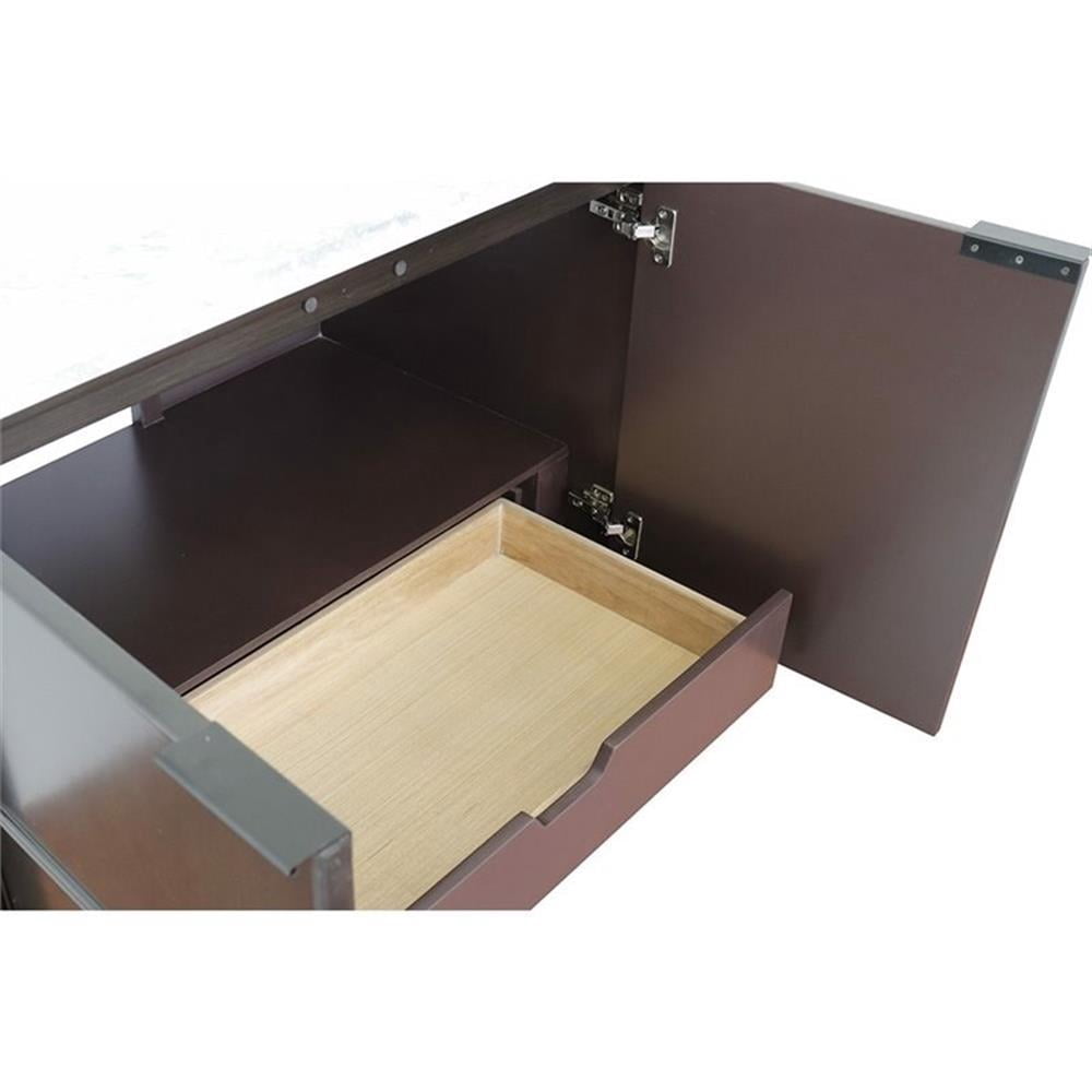 Bellaterra Home 37" Single wall mount vanity in Cappuccino finish top with White quartz and oval sink