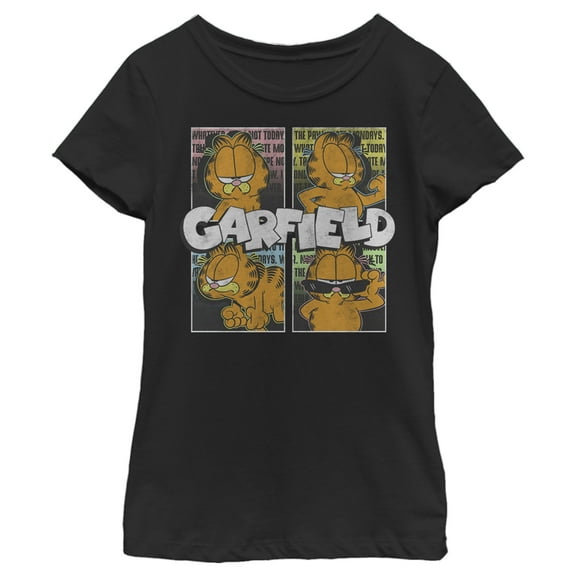 Girl's Garfield Character Cool Portraits  Graphic T-Shirt