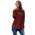 thumbnail image 1 of Innerwin Tee Col Rond Femme T Shirt Quotidien Couleur Unie T-shirt Ample Rouge Vin TTG, 1 of 4