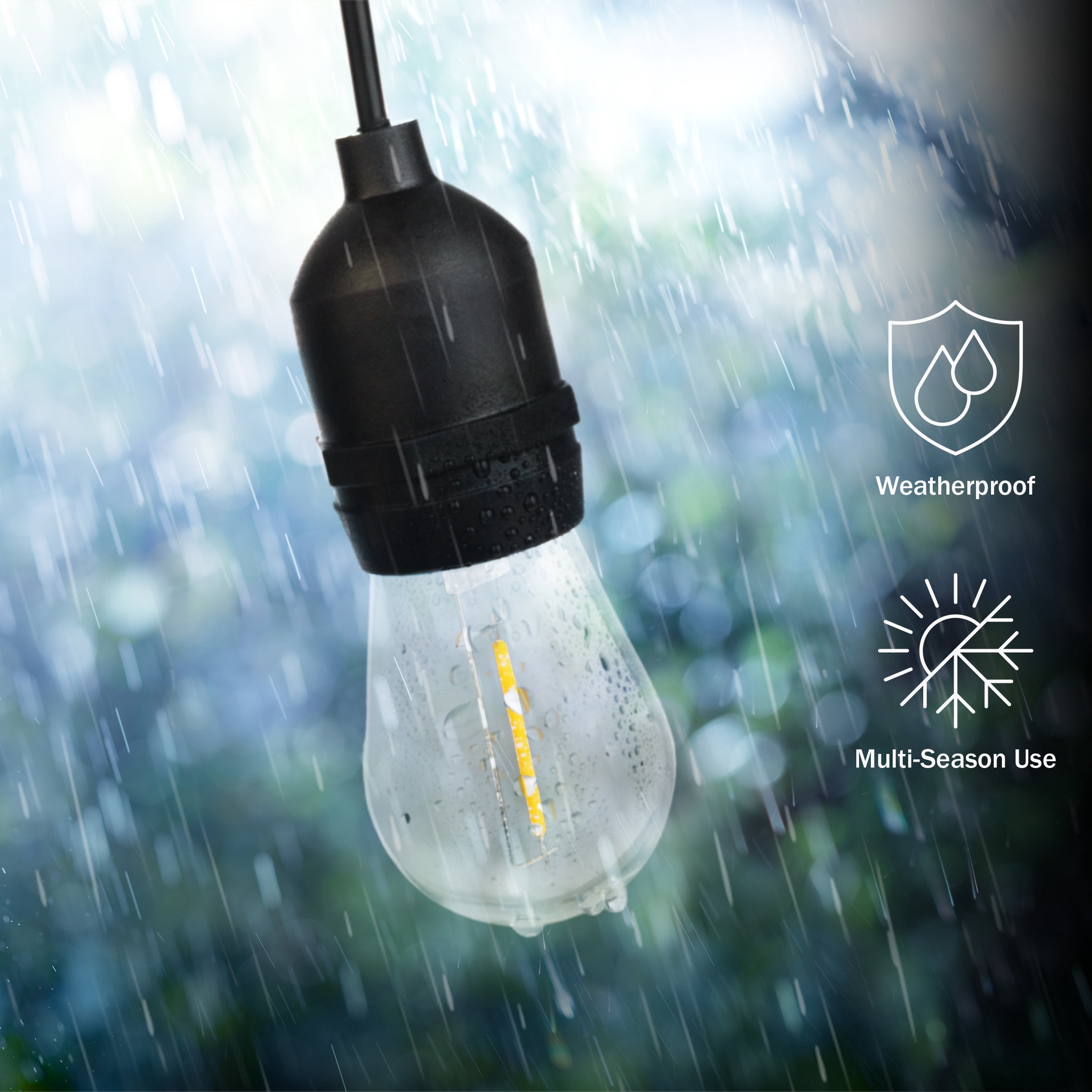 Pure Garden 50FT Outdoor String Lights with Vintage-Style LED Edison Bulbs