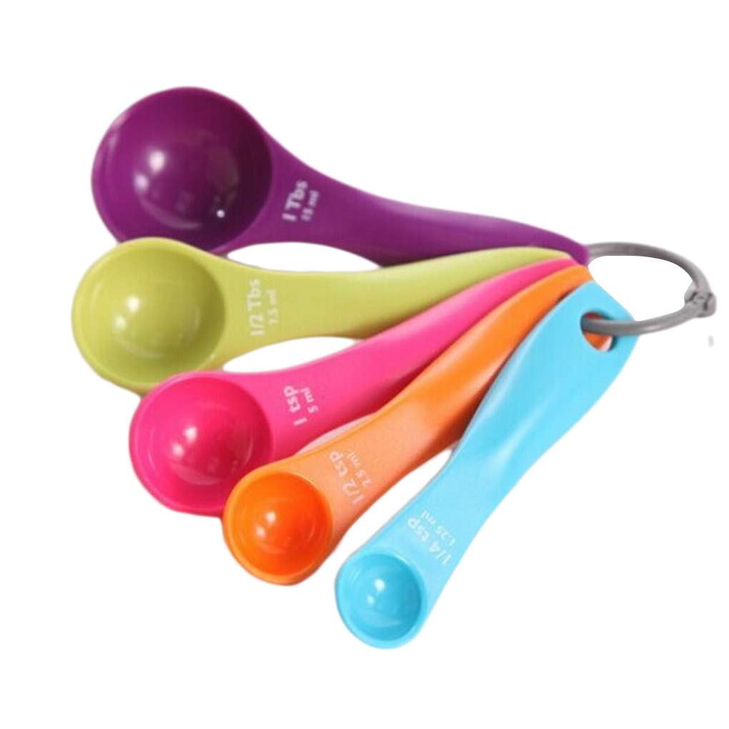 5 Pcs Coloré Plastique Cuillères Set Ustensiles de Cuisine Cuisson Baking Tool