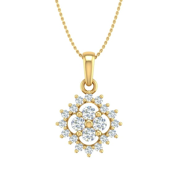 1/3 Carat Diamond Fashion Pendant Necklace in 10K Yellow Gold (Silver Chain Included) - IGI Certified