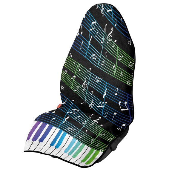 POLERO Music Note Piano Terry Cloth Car Seat Cover Machine Washable, Waterproof Compatible with Truck Seat Van, Bucket Seat Protector Fit for Sedan Vehicle (1 Pack)