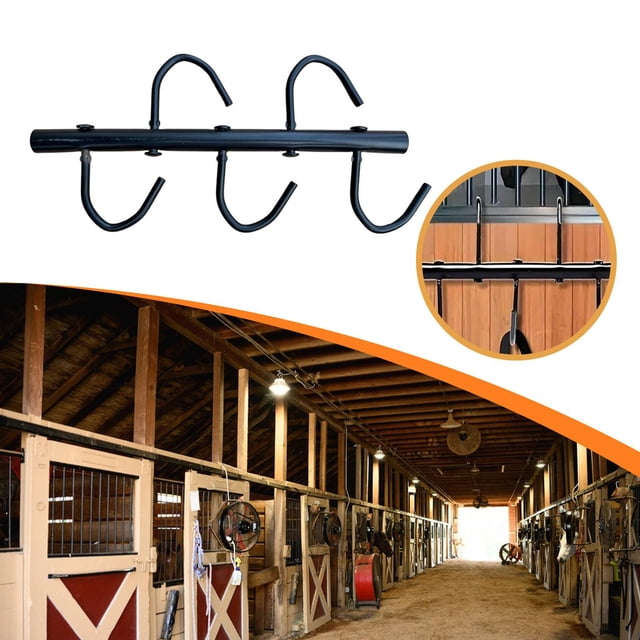 Perchero de hierro para bridas de caballo, resistente, con 5 ganchos giratorios, para , cuartos de servicio y jardines.