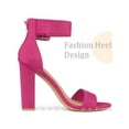 thumbnail image 4 of BLISSFUL STEP Open Toe Ankle Straps Block Heel Sandals for Women Hot Pink 8, 4 of 7