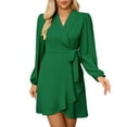 thumbnail image 1 of Robe d'Été Unie pour Femmes - Manches Élégantes et Ourlet à Revers, 1 of 8