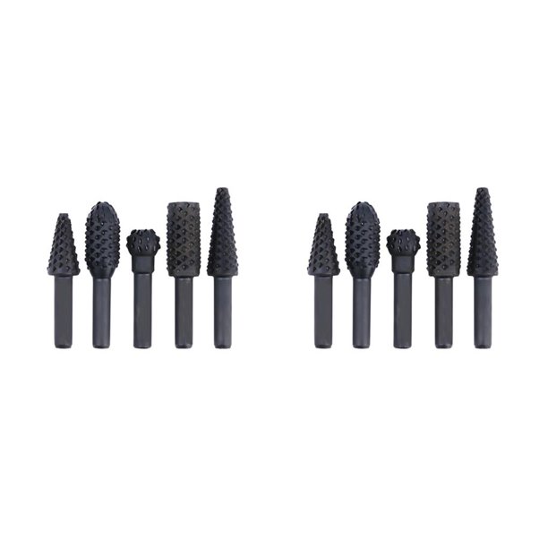 Riwesomey Limas rotativas de para carpintería, herramienta de mano para limar broca de madera, 1/4 rotativo de vástago , 5 uds. negro 53-61 mm 2piezas Riwesomey CBP061468