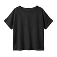 thumbnail image 7 of VBVC Women's Linen Blend Short Sleeve Shirt , Casual Crew Neck Blouse For Women, Ladies' Lightweight Loose Fit Tunic Top,Black,S-2XL, 7 of 7