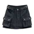 thumbnail image 4 of WENWU Women Soild Mini Cargo Skirt Low Waist Short Denim Jean Skirt Swim Skirt Longer Swimsuit Skirt Women, 4 of 4