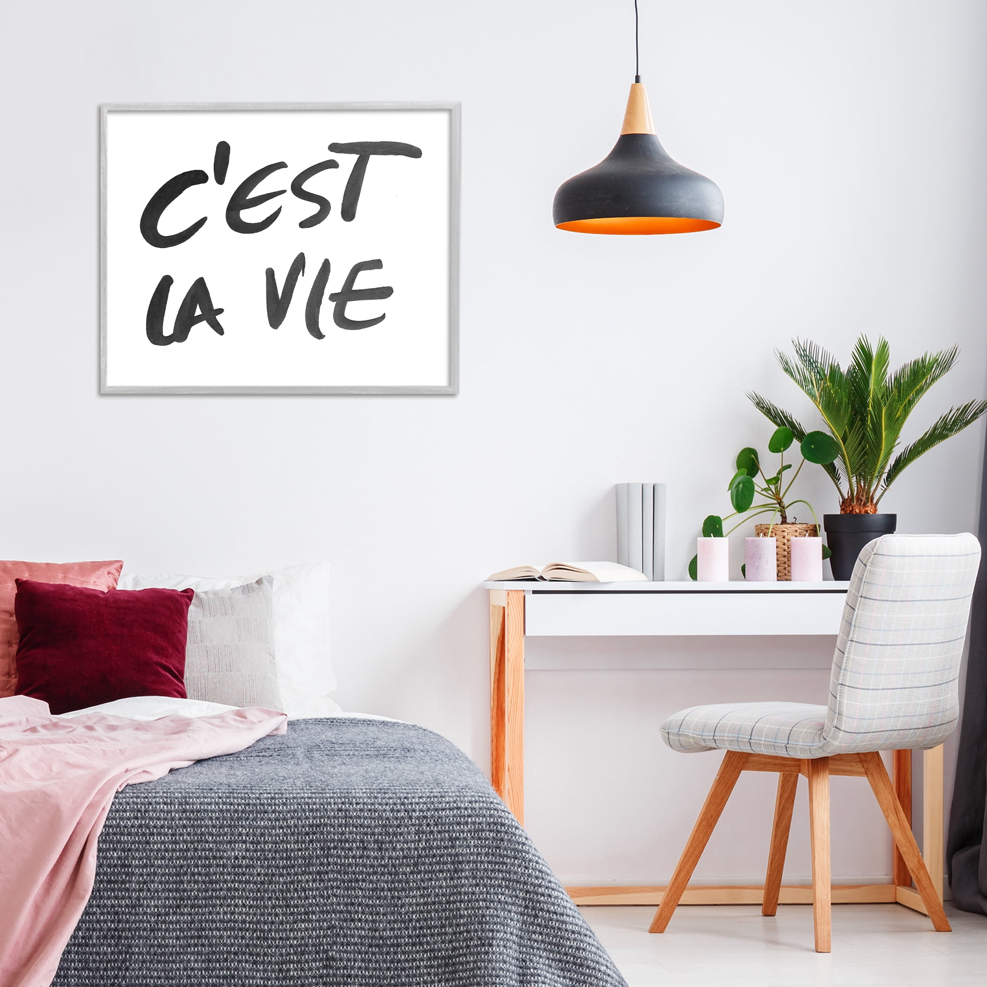 Stupell Industries C'est La Vie Minimal Text Gray Framed Giclee Art, design by SD Graphics Studio