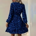 thumbnail image 2 of MORTTIC Women's Elegant V-Neck Leopard Print Dress - Long Sleeve Belted Fit & Flare Dress for Spring/Summer, 2 of 3