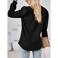 thumbnail image 3 of Gustave Women's Puff Long Sleeve Tops Fall Casual Dressy V Neck T-Shirts Loose Tunic Blouse Pleated Solid Work Pullover Shirts "Black, L", 3 of 11