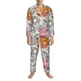 thumbnail image 4 of Bingfone Men'S Pajama Set 2 Piece Loungewear Pjs, Long Sleeve With Pajama Pants-Skull And Flowers, 4 of 9