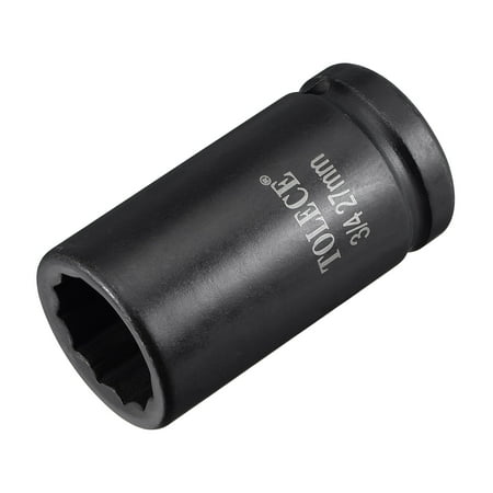 

3/4 Drive 27mm 12-Point Deep Impact Socket CR-MO Steel 78mm Length Metric Sizes