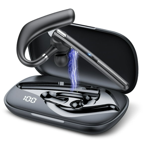 Tikland Bluetooth Headsets, Wireless Bluetooth Earpiece with 500mAh Charging Case 250 Hours Talking Time Built-in Microphone for iOS Android Cell Phone, V5.3 Hand-Free Headphones for Trucker, Office