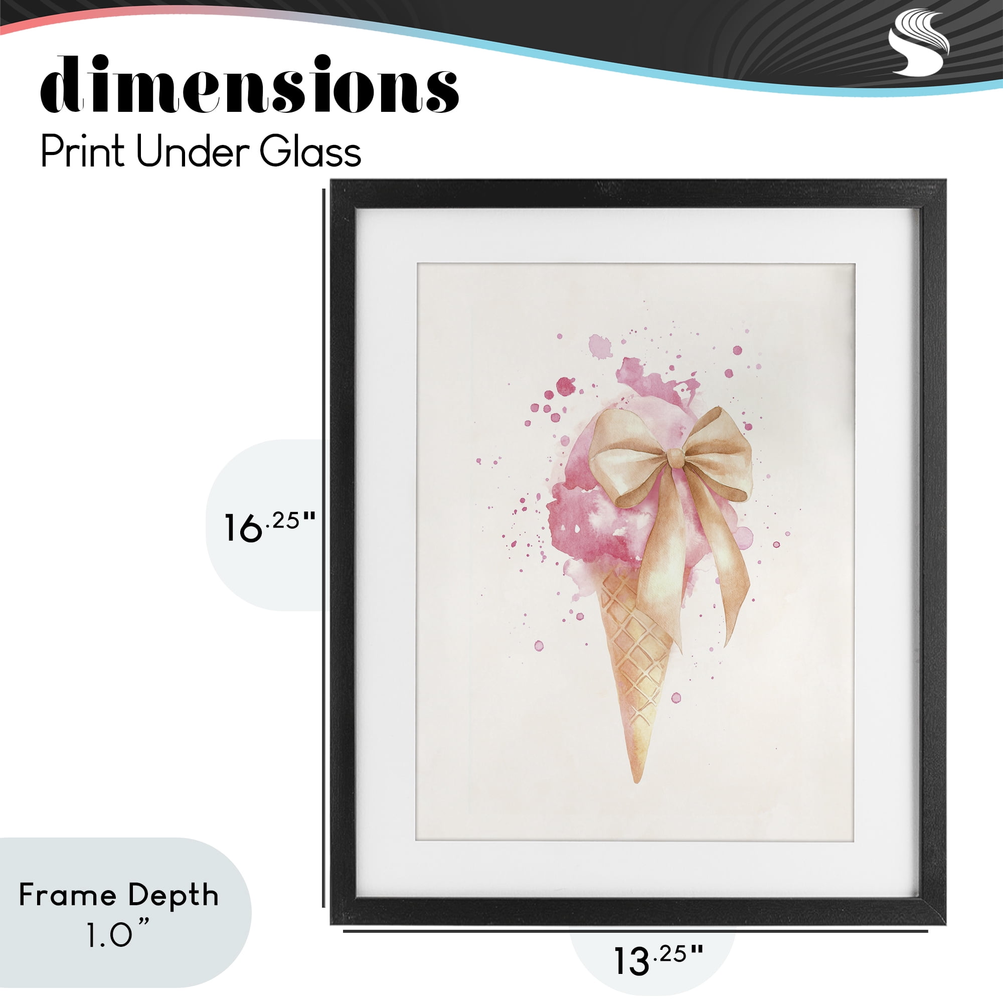 Stupell Industries Icy Charm Ice Cream Cone Black Framed Print Under Glass, design by Svetlana Aleynikova