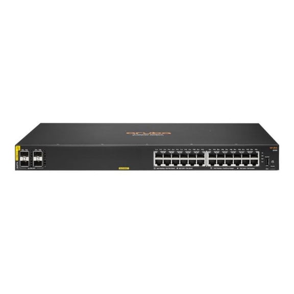 HPE Aruba 6100 24G Class4 PoE 4SFP  - Switch - managed - 24 x 10/100/1000   4 x 1 Gigabit / 10 Gigabit SFP  - side to side airflow - rack-mountable - PoE  (370 W)