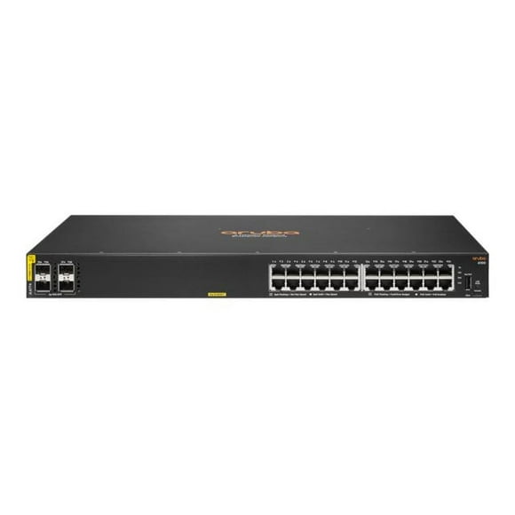 HPE Aruba 6100 24G Class4 PoE 4SFP+ - Switch - managed - 24 x 10/100/1000 + 4 x 1 Gigabit / 10 Gigabit SFP+ - side to side airflow - rack-mountable - PoE+ (370 W)