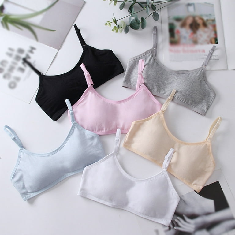 6 Pieces Wire Free No Padding Teenager Girl Cotton Junior Training Bra A  Cup 36A (6273-51RE5) 