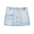 thumbnail image 2 of HH TRAF Verano Femenino Nuevas Faldas Mini Elegantes Botones Bolsillos Decoración Cremallera Azul Cintura Alta Mujeres Casual Falda Vaquera Corta Mujer, 2 of 5