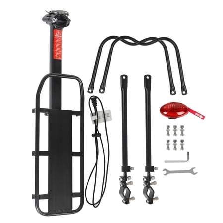 OZARK TRAIL ALUMINUM ADJUSTABLE REAR BIKE RACK WITH TAILIGHT