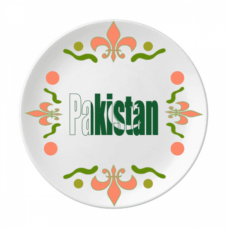 

Pakistan Country Flag Name Flower Ceramics Plate Tableware Dinner Dish