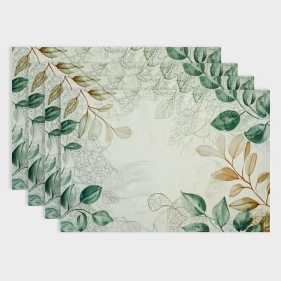 SHERONV Disposable Eucalyptus Paper Placemats Summer Botanical Floral Table Place Mats for Dinner Table Setting Wedding Party Kitchen Decor  18x12in
